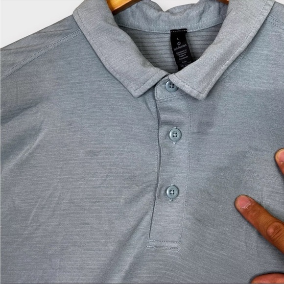 Lululemon Evolution Polo Shirt Mens Size L Blue Performance Wicking - Picture 4 of 11